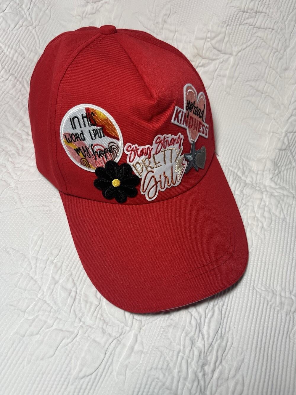 Custom Red Layered Patches Trucker Hat Adjustable Snap Back
